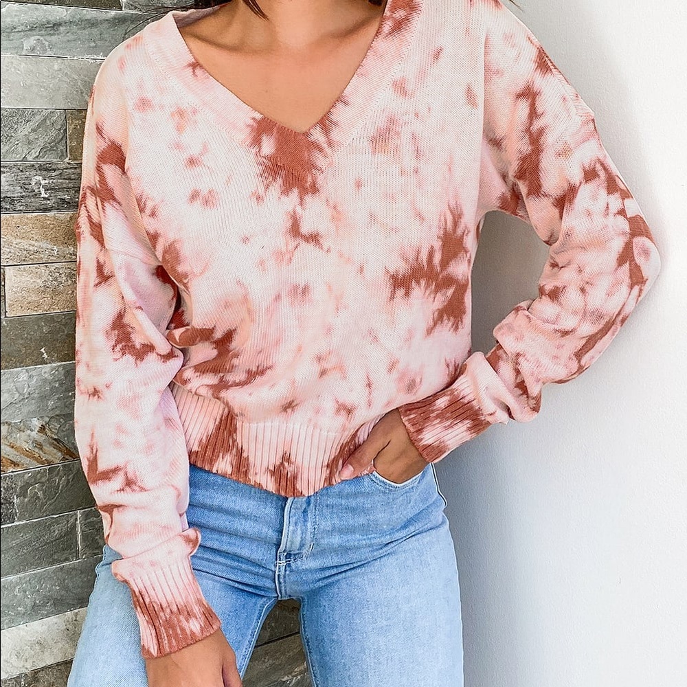 Tie-Dye Knit Pullover Sweater